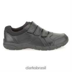 Clarks crianças air learn jnr g fit de couro preto RJZRN4908 couro preto