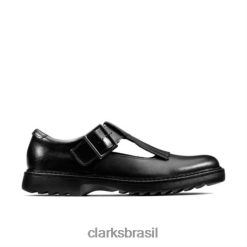 Clarks crianças asher verve jnr f fit clarks couro preto RJZRN4655 couro preto