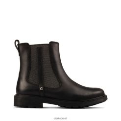 Clarks crianças astrol orkid couro preto clarks couro preto RJZRN5757 couro preto