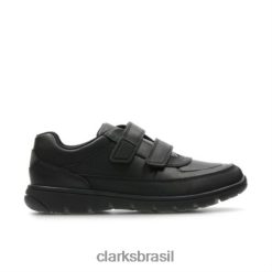 Clarks crianças aventura caminhar inf h fit clarks couro preto RJZRN4885 couro preto