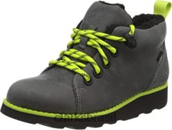 Clarks crianças bota clarks masculina coroa tor k chukka em couro cinza RJZRN1811 couro cinza