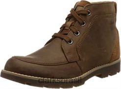 Clarks crianças bota masculina Heath Lace K Chukka Clarks de couro tan RJZRN942 couro bronzeado