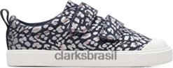 Clarks crianças cidade brilhante garoto tela têxtil 0 azul clarks RJZRN391