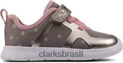 Clarks crianças Clarks Ath Flux tênis infantil têxtil cinza estanho RJZRN1928