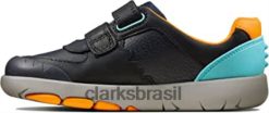 Clarks crianças Clarks azul marinho combi sapatos casuais para meninos 'rex quest k' RJZRN1369 azul marinho combinado
