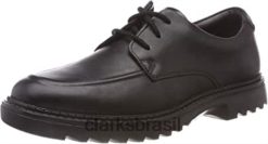 Clarks crianças Clarks Black Boy's Asher Grove derbys RJZRN1889 couro preto couro preto