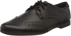 Clarks crianças Clarks Black Girl's Scala Lace Derbys RJZRN2673