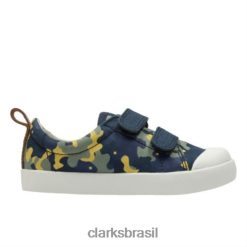 Clarks crianças clarks camuflado azul marinho halcy high fst g fit RJZRN4820 camuflagem da marinha
