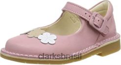 Clarks crianças Clarks Comet Gem sapato infantil de couro rosa empoeirado RJZRN321