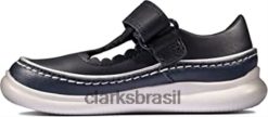 Clarks crianças clarks crest sky t couro marinho meninas primeiros sapatos de couro ajuste estreito couro marinho RJZRN1274 couro marinho