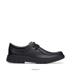 Clarks crianças Clarks de couro preto branch low juventude couro preto RJZRN5944 couro preto