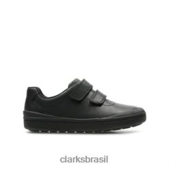 Clarks crianças Clarks de couro preto rock play inf g fit RJZRN4888 couro preto