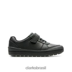 Clarks crianças Clarks de couro preto rock verve inf f fit RJZRN4899 couro preto