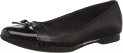 Clarks crianças Clarks Girl Scala Bloom e Sapatilhas de Couro Preto RJZRN826 couro preto