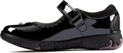 Clarks crianças Clarks meninas sapatos escolares formais mar shimmer t preto RJZRN491