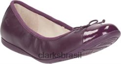 Clarks crianças Clarks roxo dança puff jnr sapatos de couro feminino RJZRN2041 roxo