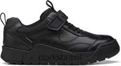 Clarks crianças Clarks scooter seco criança sapatos de couro preto à prova d'água RJZRN922