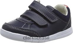 Clarks crianças couro azul marinho couro marinho clarks emery sky t tênis cano baixo infantil RJZRN2272 couro azul marinho couro marinho