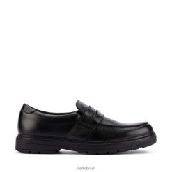 Clarks crianças couro preto clarks loxham craft juventude couro preto RJZRN5963 couro preto