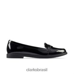 Clarks crianças escala preta patente scala walk jnr f fit clarks RJZRN4628 patente preta