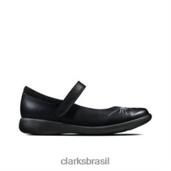 Clarks crianças etch spark jnr g fit clarks couro preto RJZRN4629 couro preto
