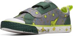 Clarks crianças foxing lo kid têxtil lona cinza clarks RJZRN2700