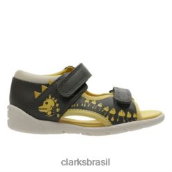 Clarks crianças fudgy jump fst f fit clarks couro combi cinza RJZRN4839 couro combinado cinza