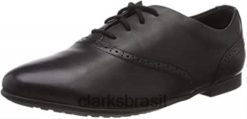Clarks crianças jules walk derbys clarks feminino preto RJZRN231 couro preto