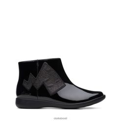 Clarks crianças patente preta clarks etch trail kid patente preta RJZRN5768 patente preta