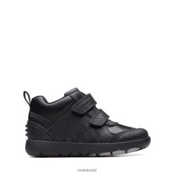 Clarks crianças rex hop criança couro preto clarks couro preto RJZRN5791 couro preto
