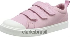 Clarks crianças rosa lona rosa lona rosa clarks menino unissex crianças cidade vibe k tênis de cano baixo infantil RJZRN2835 tela rosa rosa tela rosa