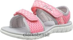 Clarks crianças rosa rosa combi rosa combi menina surf maré sandálias de dedo aberto clarks RJZRN1876