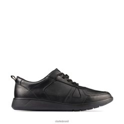 Clarks crianças scape track juventude couro preto clarks couro preto RJZRN5863 couro preto