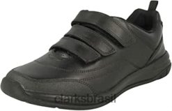 Clarks crianças tênis black clarks masculino hula thrill cano baixo RJZRN1096 couro preto