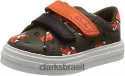 Clarks crianças tênis cáqui combi clarks boy's nova early t RJZRN232 combinação cáqui