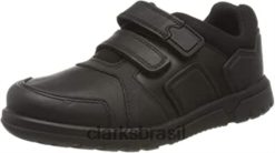Clarks crianças tênis Clarks Blake Street masculino de cano baixo em couro preto RJZRN811 couro preto