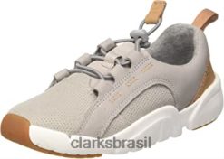 Clarks crianças tênis Clarks Boys Tri Weave cinza couro cinza couro cinza RJZRN2594 couro cinza couro cinza