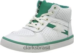 Clarks crianças tênis clarks white leather masculino city flake t RJZRN513 couro branco