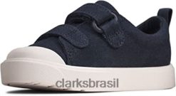 Clarks crianças tênis masculino city brilhante t clarks canvas azul marinho RJZRN2679 lona da marinha
