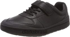 Clarks crianças tênis rock verve t cano baixo masculino clarks preto RJZRN1029 couro preto