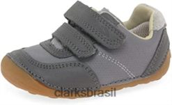 Clarks crianças ti ny dusk t tênis cano baixo clarks cinza (cinza combi cinza combi) RJZRN181