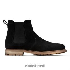 Clarks homens blusa clarks foxwell camurça preta RJZRN4378 Camurça preta