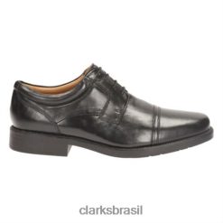 Clarks homens boné clarks couro preto RJZRN4527 couro preto