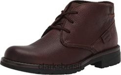 Clarks homens bota chukka impermeável masculina morris peak de couro marrom RJZRN1787 couro marrom caído