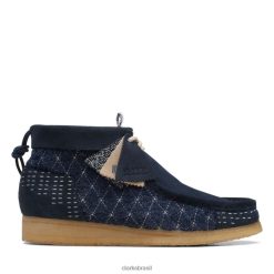Clarks homens bota wallabee azul marinho sashiko clarks azul marinho sashiko RJZRN6613 sashiko da marinha