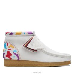 Clarks homens bota wallabee branca combi clarks branca combi RJZRN6773 combinação branca