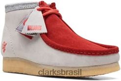 Clarks homens bota wallabee original masculina vermelha cinza vcy combi vermelho/cinza clarks RJZRN20 cinza vermelho