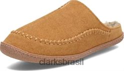 Clarks homens chinelo masculino sherpa forrado para uso interno e externo Clarks canela RJZRN533 canela