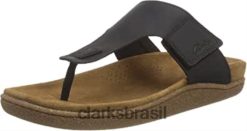 Clarks homens chinelo pilton post masculino de couro preto clarks RJZRN582 couro preto