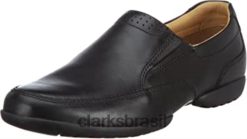 Clarks homens chinelos masculinos reclináveis de cano baixo clarks pretos RJZRN1255 couro preto